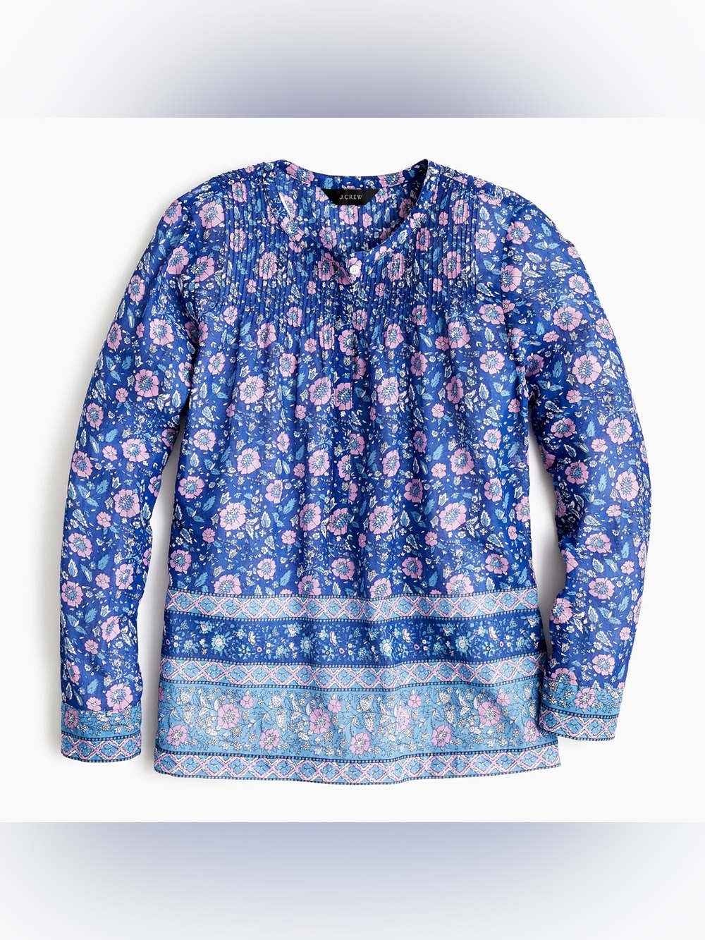 J.Crew Cotton Voile Popover in Floral Blue Multi - Size 0 - Picture 5 of 8
